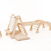 7in1 Montessori Klettergerüst Set: Kletterdreieck, Kletterbogen mit Kissen, Rutsche, Kletternetz, Maltafel und Kinderstuhl, für Kinder 1-7 Jahre – Beige
