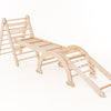 4in1 Montessori Klettergerüst Set: Kletterdreieck mit Rutsche, Kletterbogen, Kletternetz, für Kinder 1-7 Jahre – Beige
