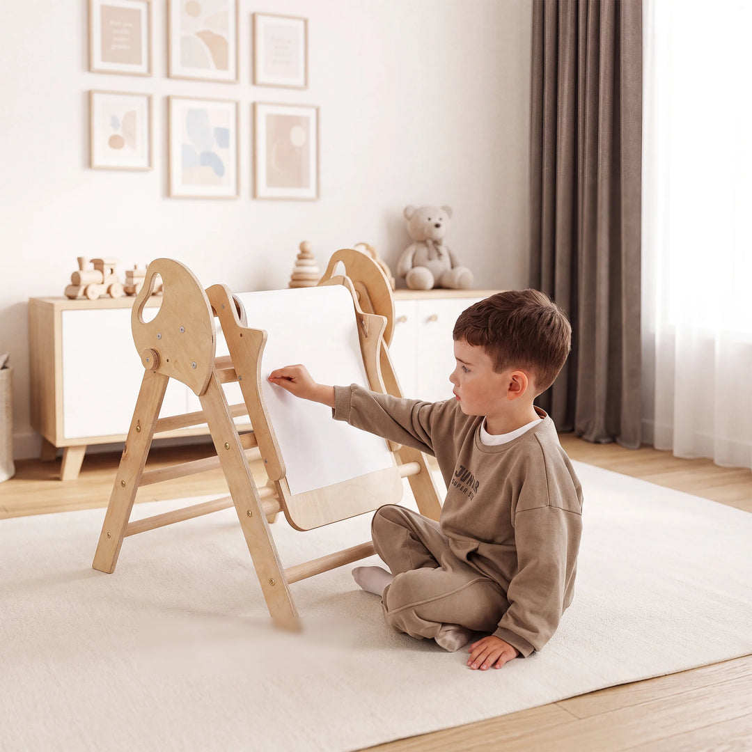 Staffelei mit Kinderstuhl – Perfekt für Indoor Klettergerüst