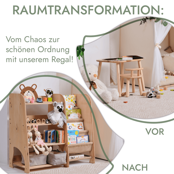 2in1 Montessori - Regal für Bücher und Spielzeug - Goodevas Deutschland
