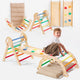 4in1 Montessori-Kletterset: Pikler-Dreieck, Kletterbogen, Rutschbrett und Kissen für Kleinkinder (1–3 Jahre) – Regenbogen