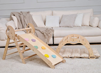 Holz Lernleiter Montessori: Hocker für Kinder - Beige