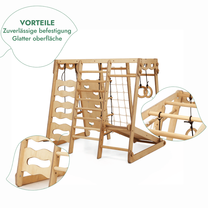 6in1 Indoor - Spielplatz aus Holz für Kinder – Schaukel, Rutsche, Seil und Treppe - Goodevas Deutschland