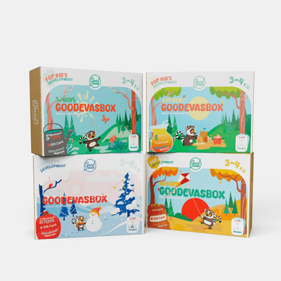 Jahresabo für Spielsets (3–4 Jahre) — 4 Sets pro Jahr — GoodevasBox