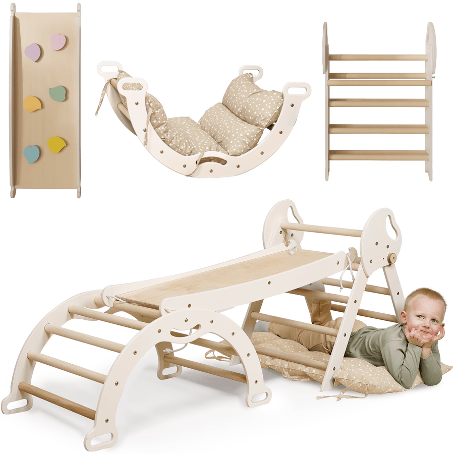 Montessori 4in1 Kletterdreieck für Babys: Pikler - Dreieck, Kletterbogen, Rutschbrett und Kissen für Kleinkinder (1–3 Jahre) - Goodevas Deutschland