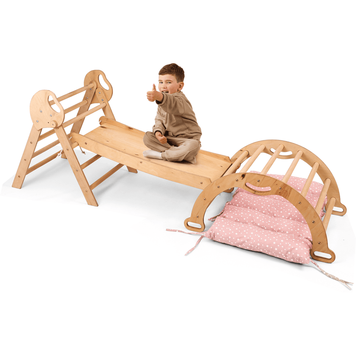 Montessori 4in1 Kletterdreieck für Babys: Pikler - Dreieck, Kletterbogen, Rutschbrett und Kissen für Kleinkinder (1–3 Jahre) - Goodevas Deutschland