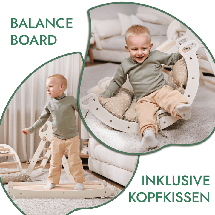 Montessori 4in1 Kletterdreieck für Babys: Pikler - Dreieck, Kletterbogen, Rutschbrett und Kissen für Kleinkinder (1–3 Jahre) - Goodevas Deutschland