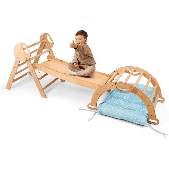 Montessori 4in1 Kletterdreieck für Babys: Pikler - Dreieck, Kletterbogen, Rutschbrett und Kissen für Kleinkinder (1–3 Jahre) - Goodevas Deutschland